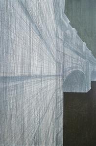 Form der Inselbrcke   45 x 30cm   Kohle und Acryl auf Leinwand   2013